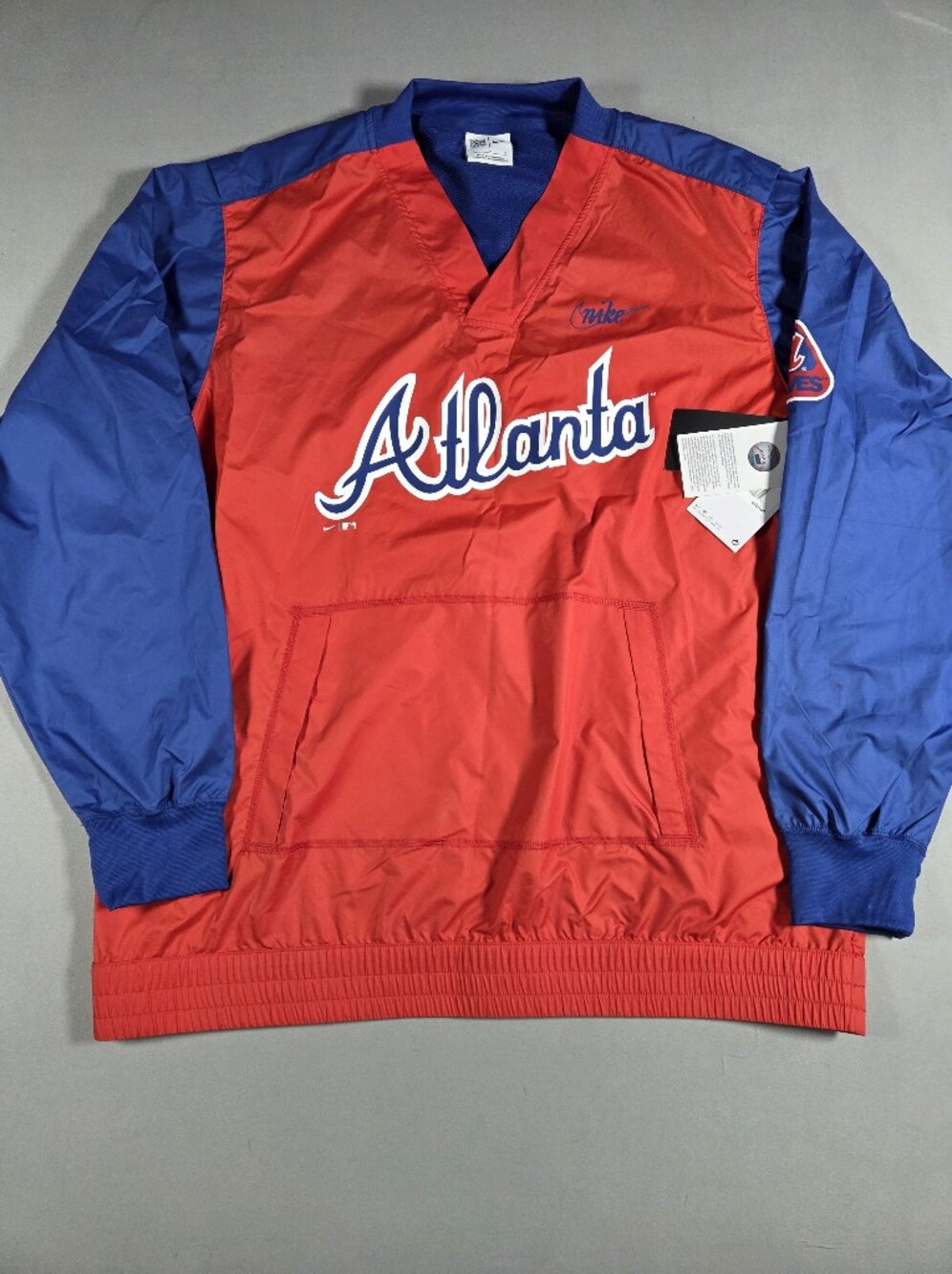 Atlanta Braves Nike Red and Blue Pullover Windbreaker Mens Large NEW